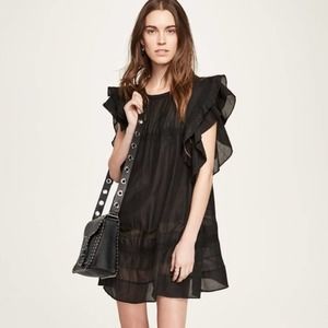 Rebecca Minkoff Boca Black Mini Baby Doll Silk Blend Dress Sz Small EH